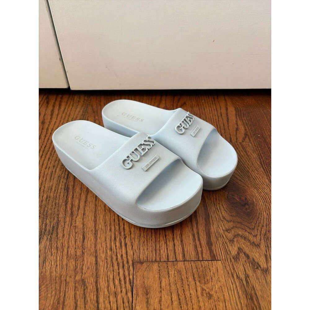 Guess Platform Pool Slides Baby Blue Size 5